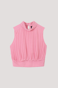 Romantic Pleated Sleeveless Blouse