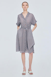 Printed Notched Lapel Dress