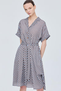 Printed Notched Lapel Dress