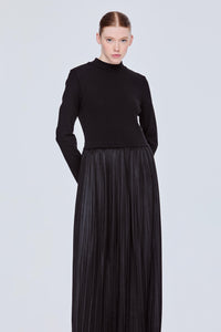 Pleated Velvet Long Sleeves Dress