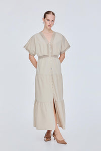 Tiered Lace Trim Dress