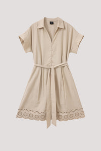 Embroidered Belted Dress