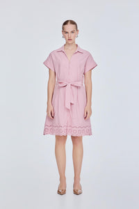 Embroidered Belted Dress