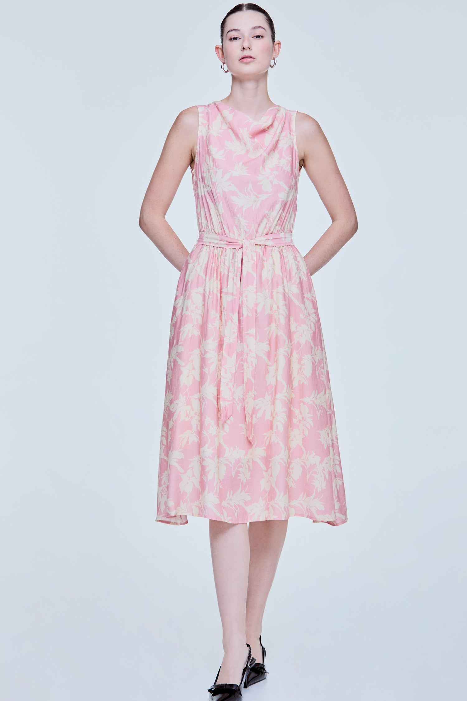 Floral Cowl Neck Dress