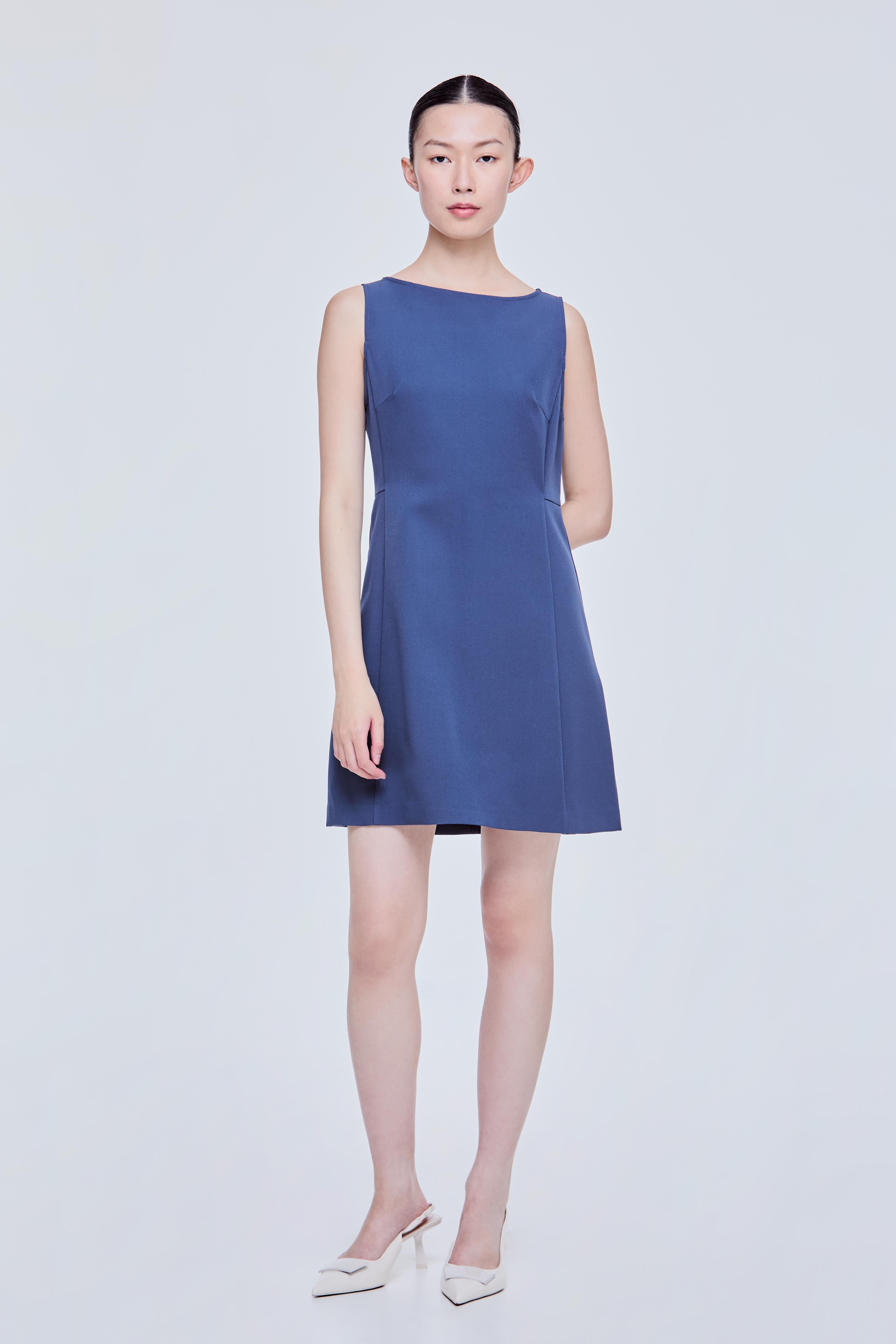 Tailored Boat Neck Mini Dress