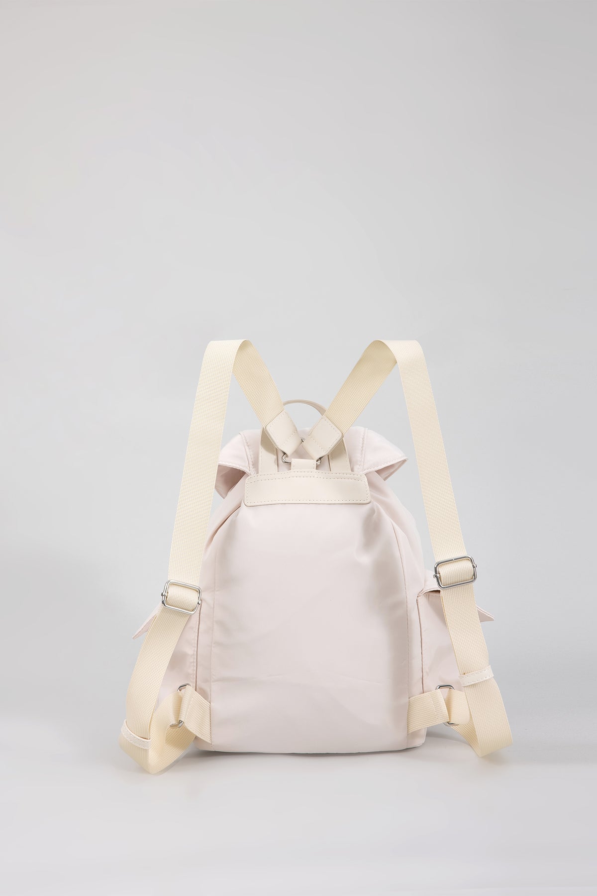 Drawstring Flap Backpack - Cream