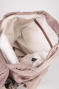 Drawstring Flap Backpack - Khaki Brown