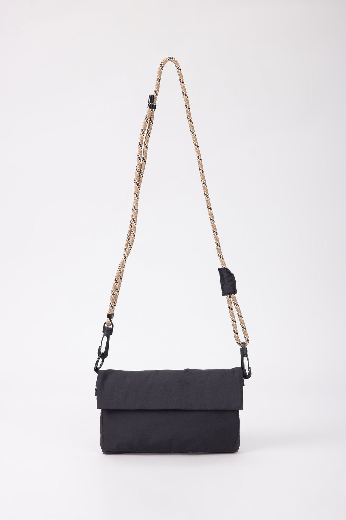 Rope Strap Flat Crossbody Bag - Black