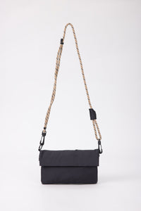 Rope Strap Flat Crossbody Bag - Black