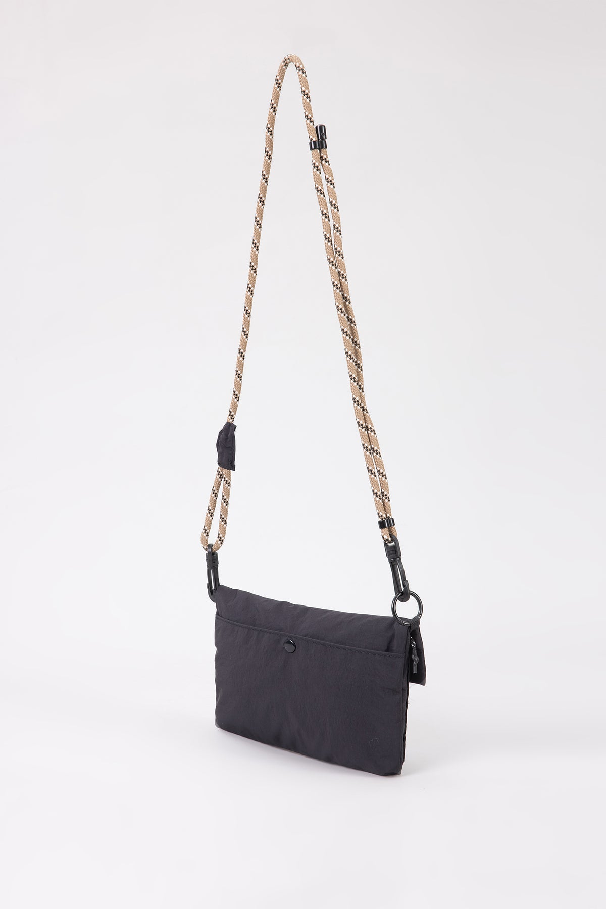 Rope Strap Flat Crossbody Bag - Black