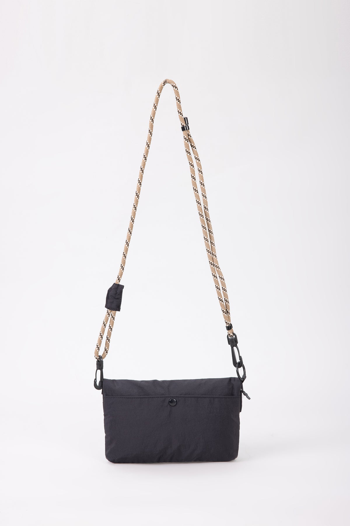 Rope Strap Flat Crossbody Bag - Black