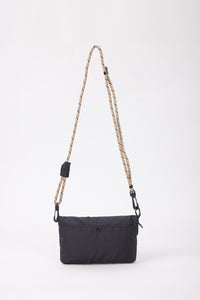 Rope Strap Flat Crossbody Bag - Black