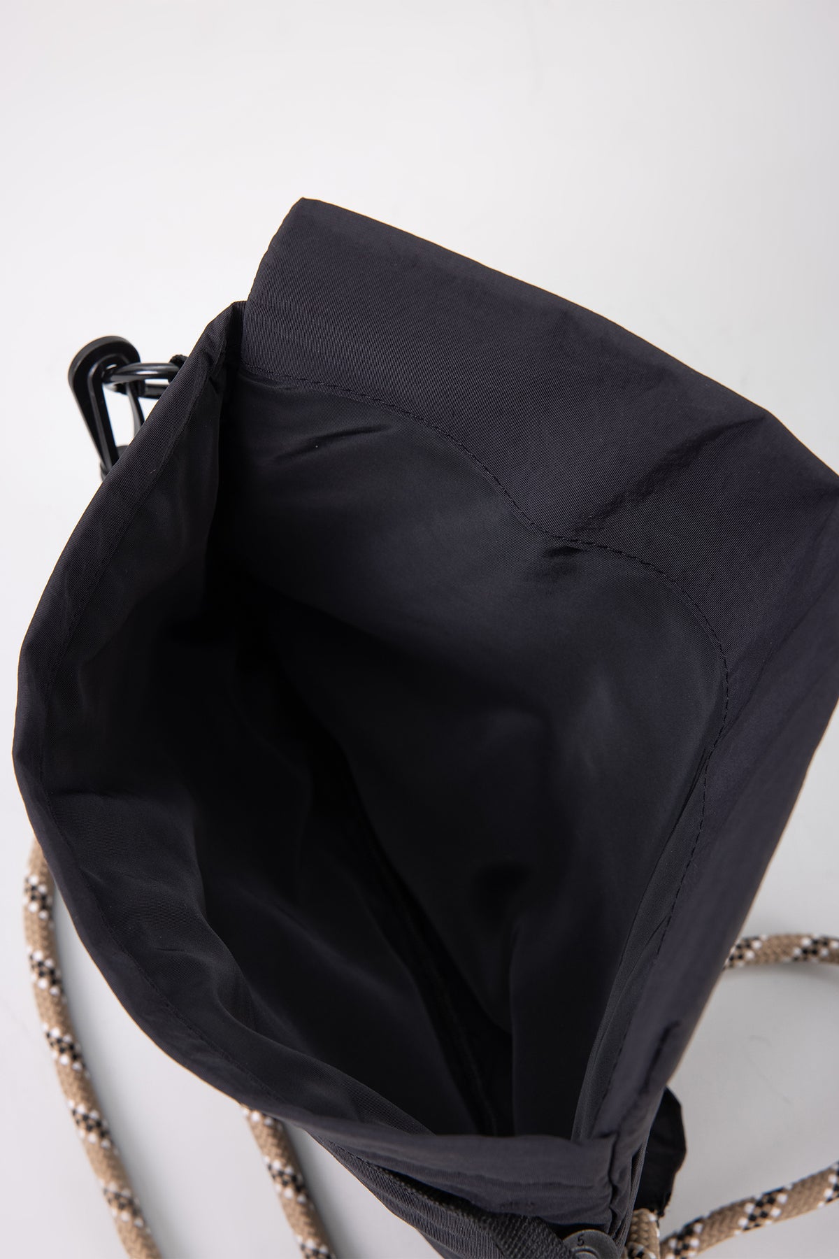 Rope Strap Flat Crossbody Bag - Black