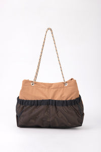 Mesh Overlay Rope Handle Tote - Brown