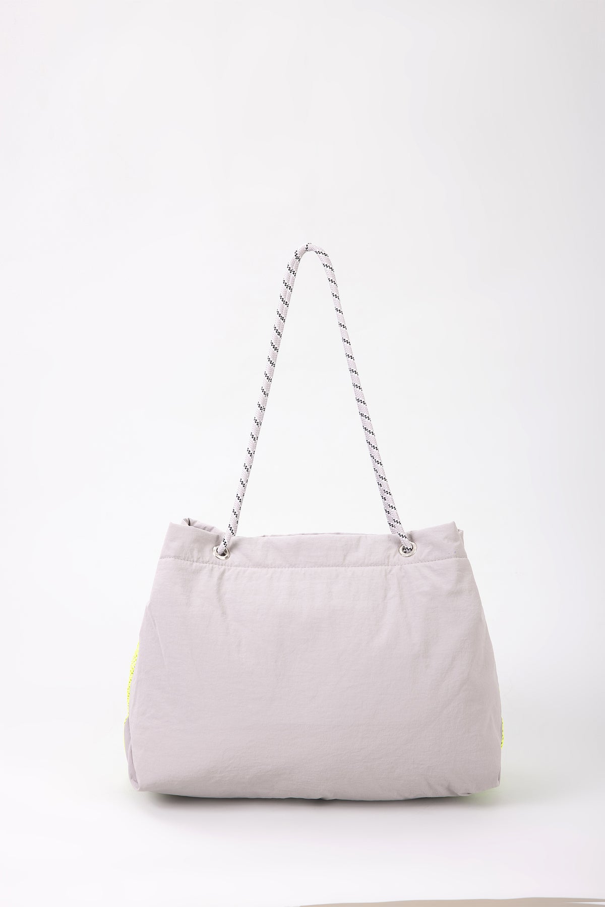 Mesh Overlay Rope Handle Tote - Grey