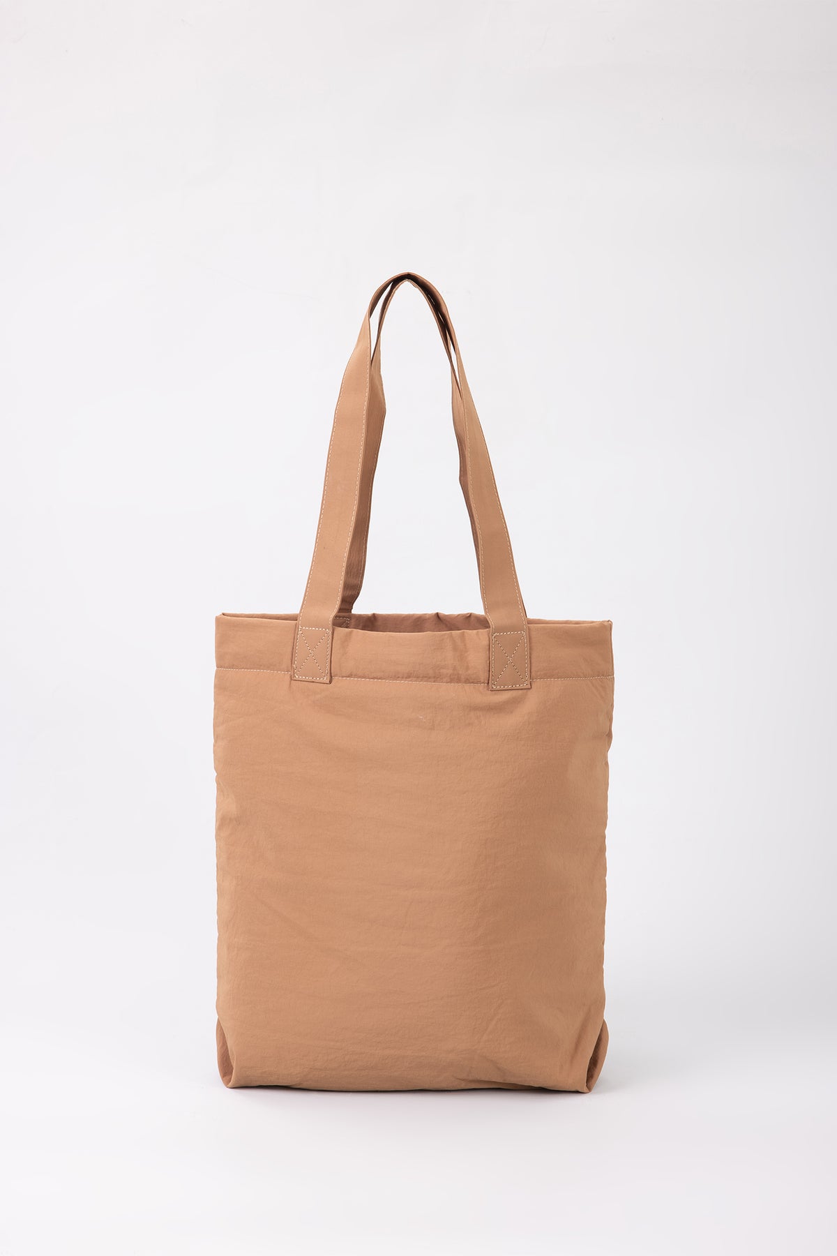 Drawstring Mesh Pocket Tote - Brown