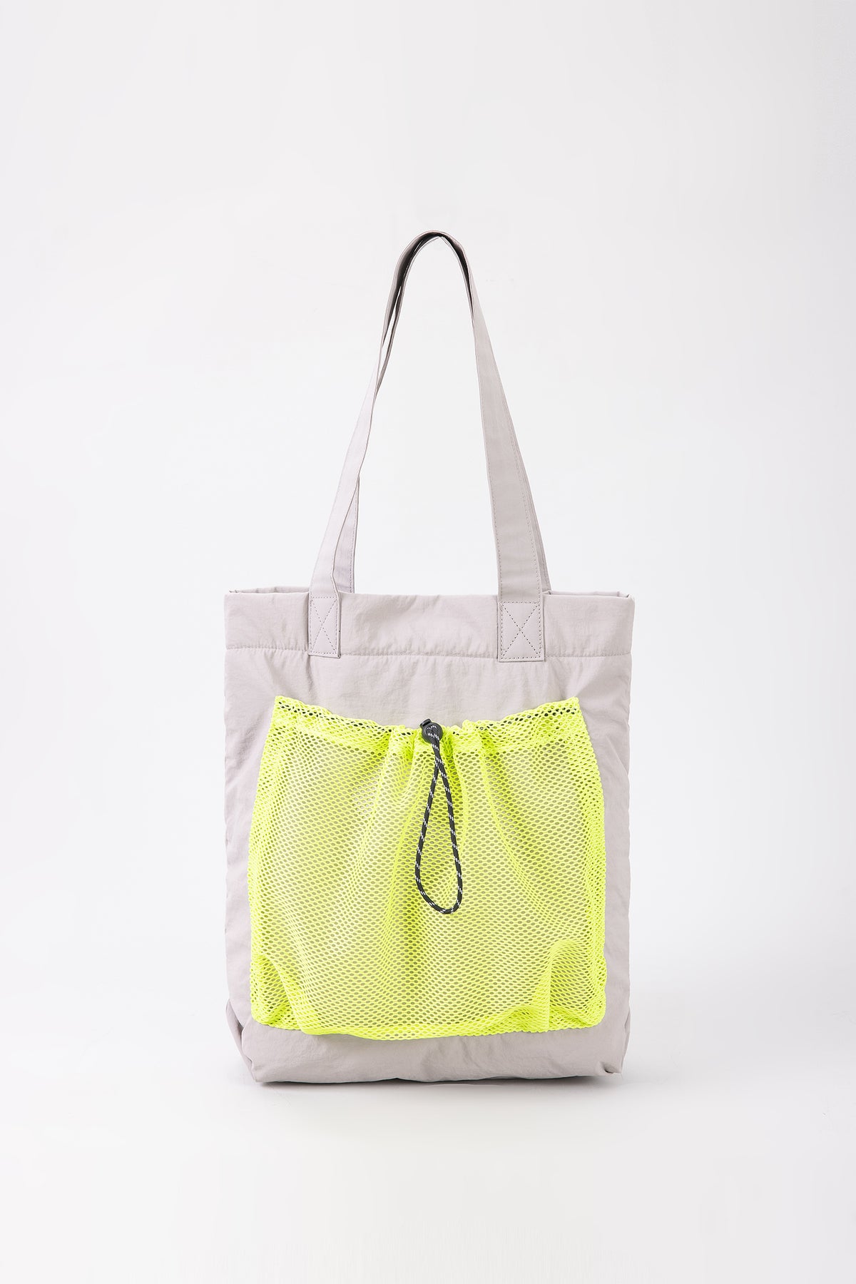 Drawstring Mesh Pocket Tote - Grey