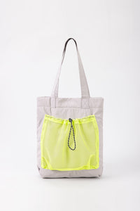 Drawstring Mesh Pocket Tote - Grey