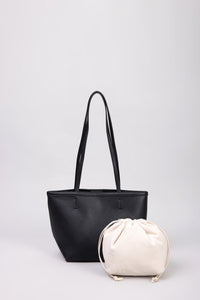 Everyday Tote with Drawstring Pouch - Black