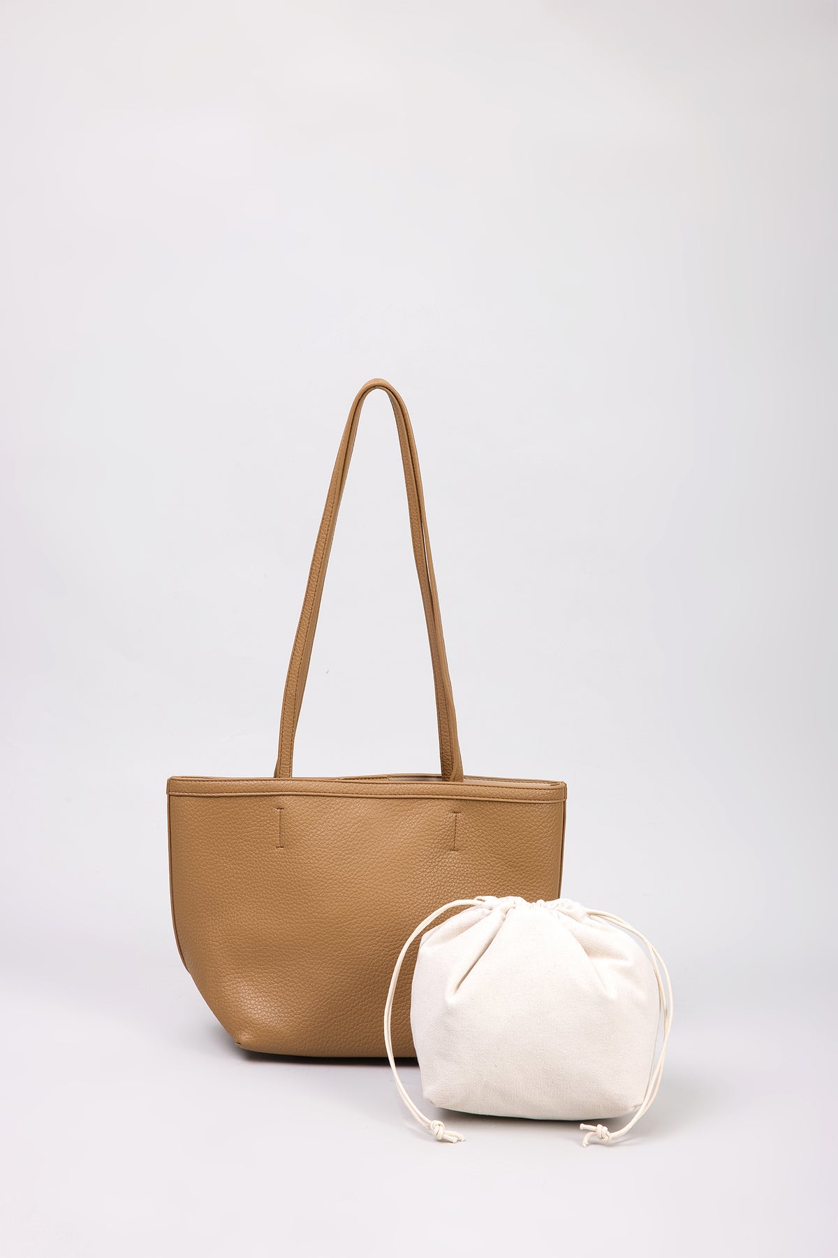 Everyday Tote with Drawstring Pouch - Camel