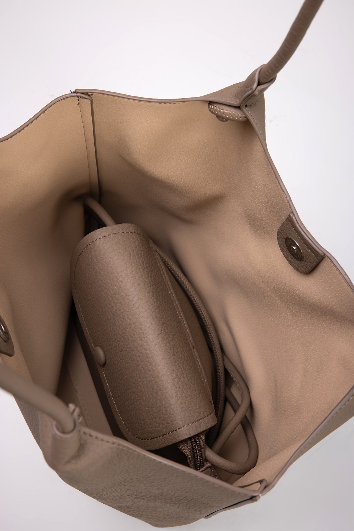 Soft Tote with Mini Flap Bag - Khaki