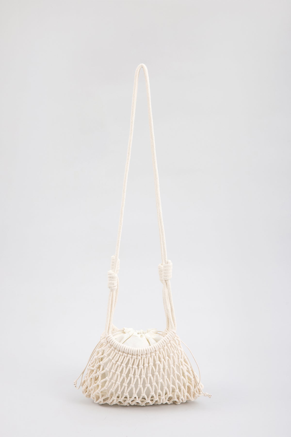Crochet Net Shoulder Bag - Beige