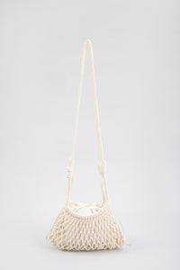 Crochet Net Shoulder Bag - Beige