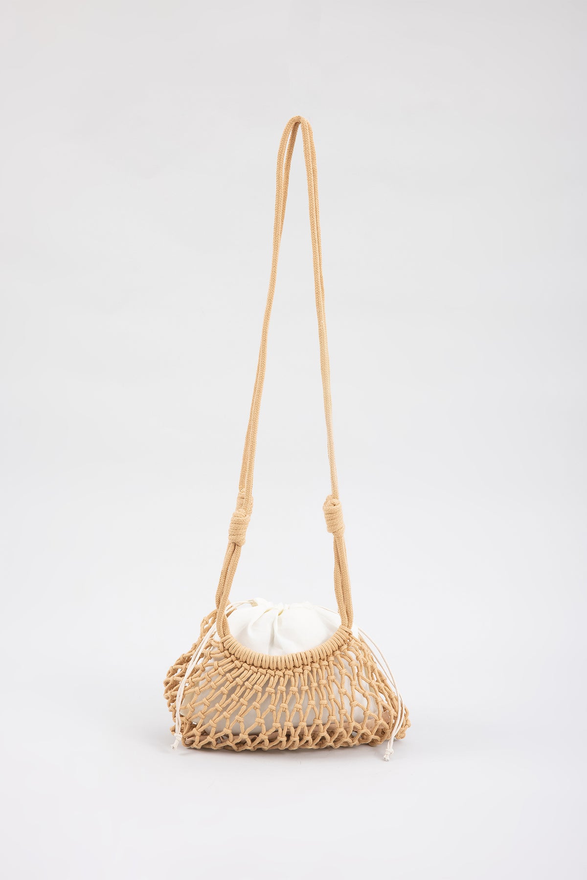 Crochet Net Shoulder Bag - Khaki
