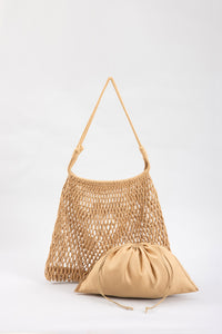 Open Net Bag with Pouch - Camel