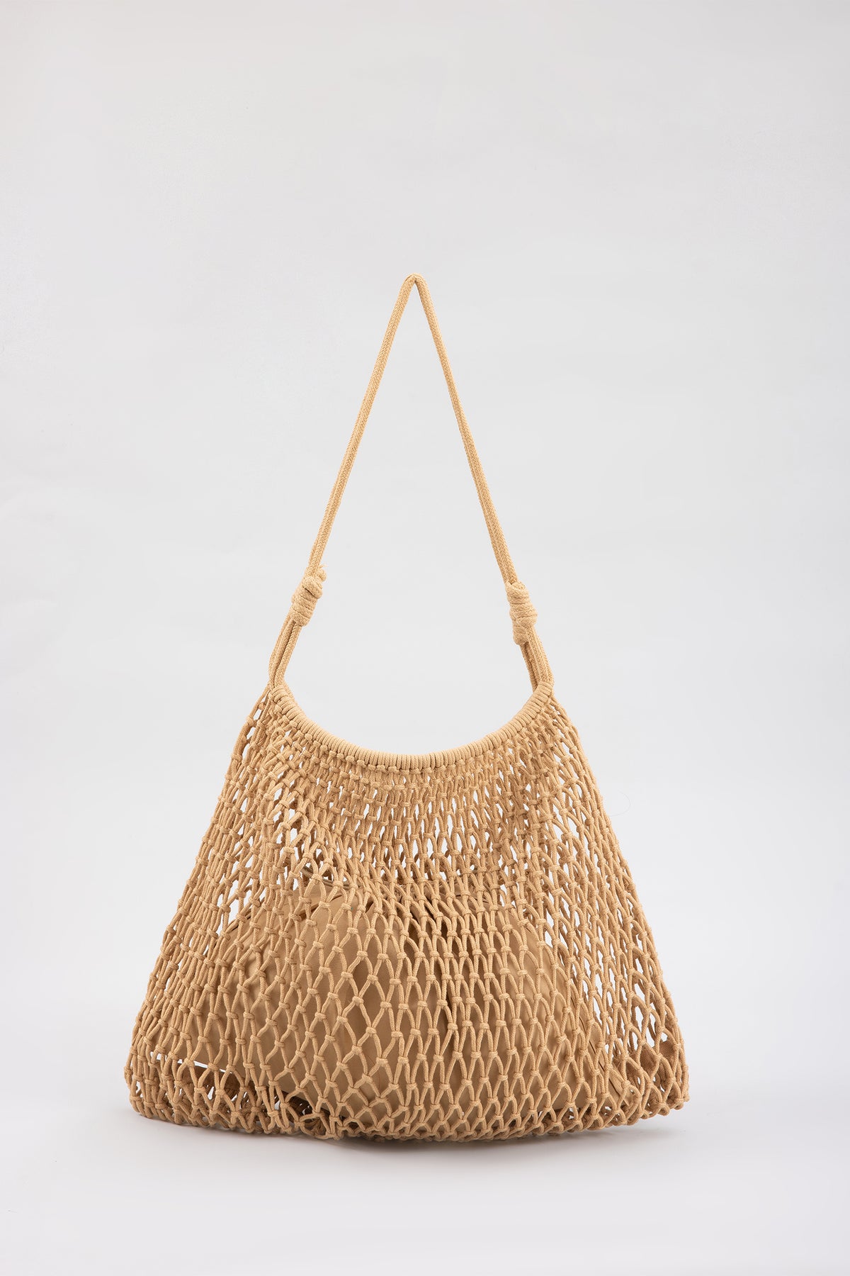 Open Net Bag with Pouch - Camel