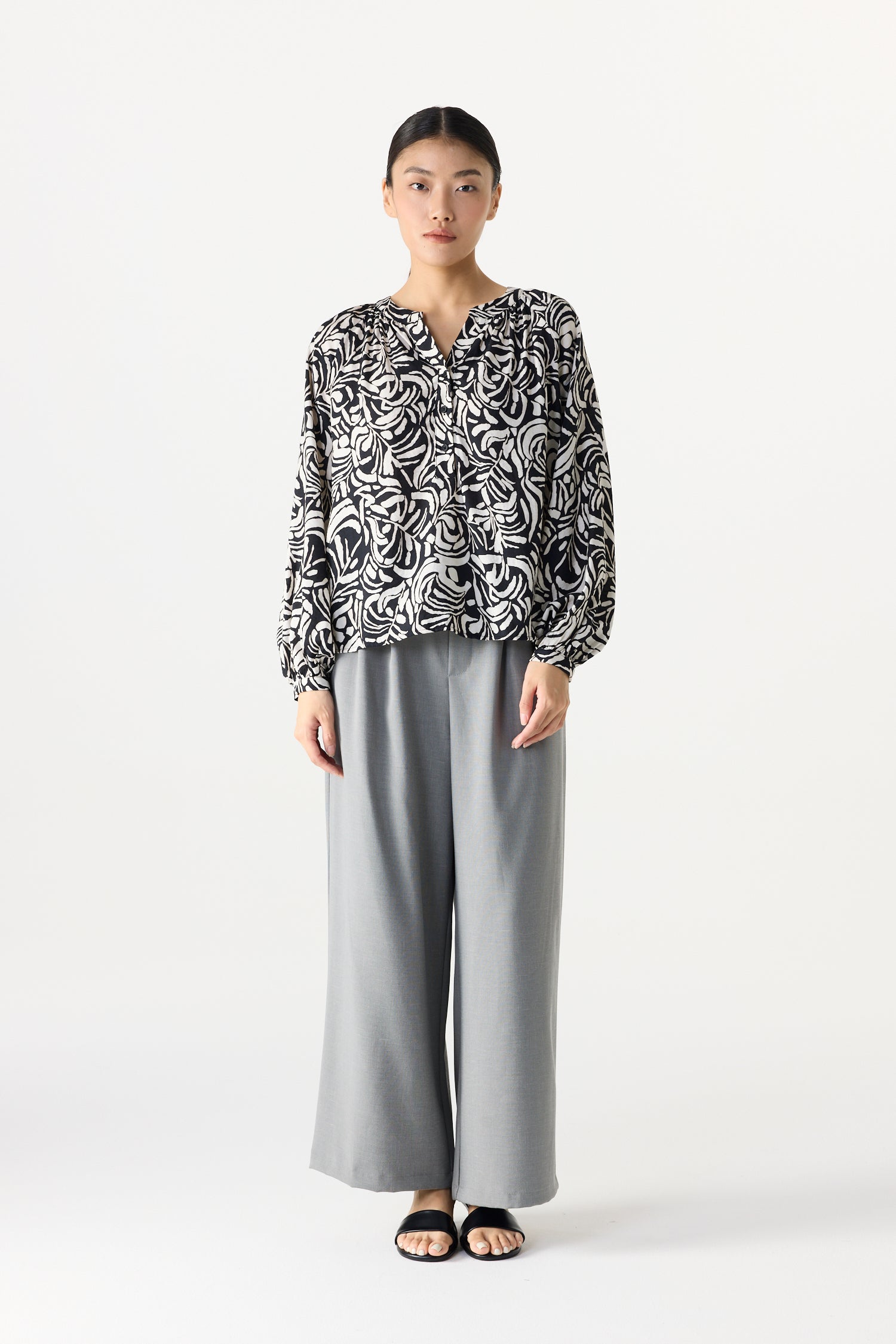 Printed Long Sleeve Blouse