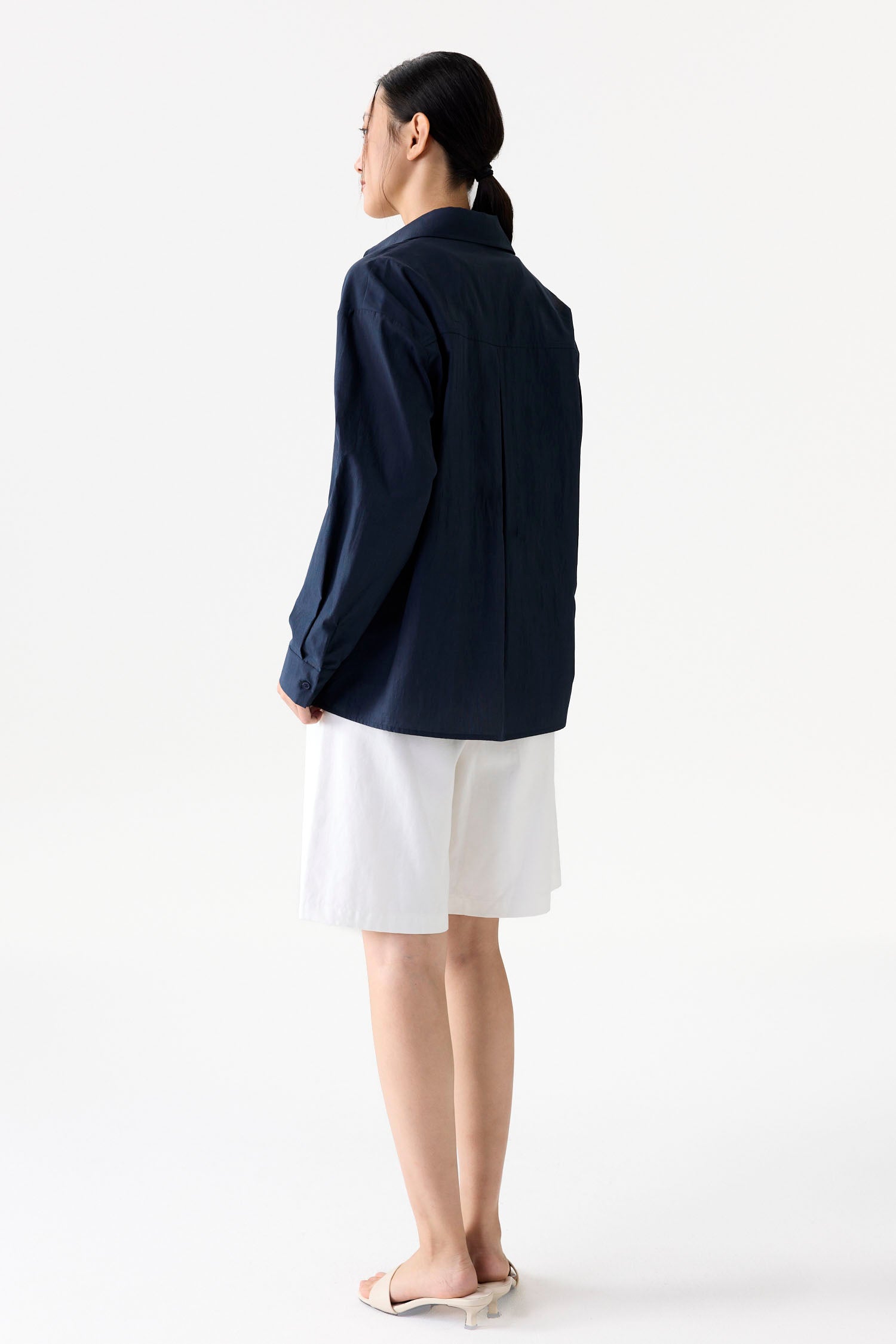 Deep V Neck Collared Shirt