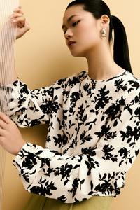 Relaxed Printed Long Sleeve Blouse