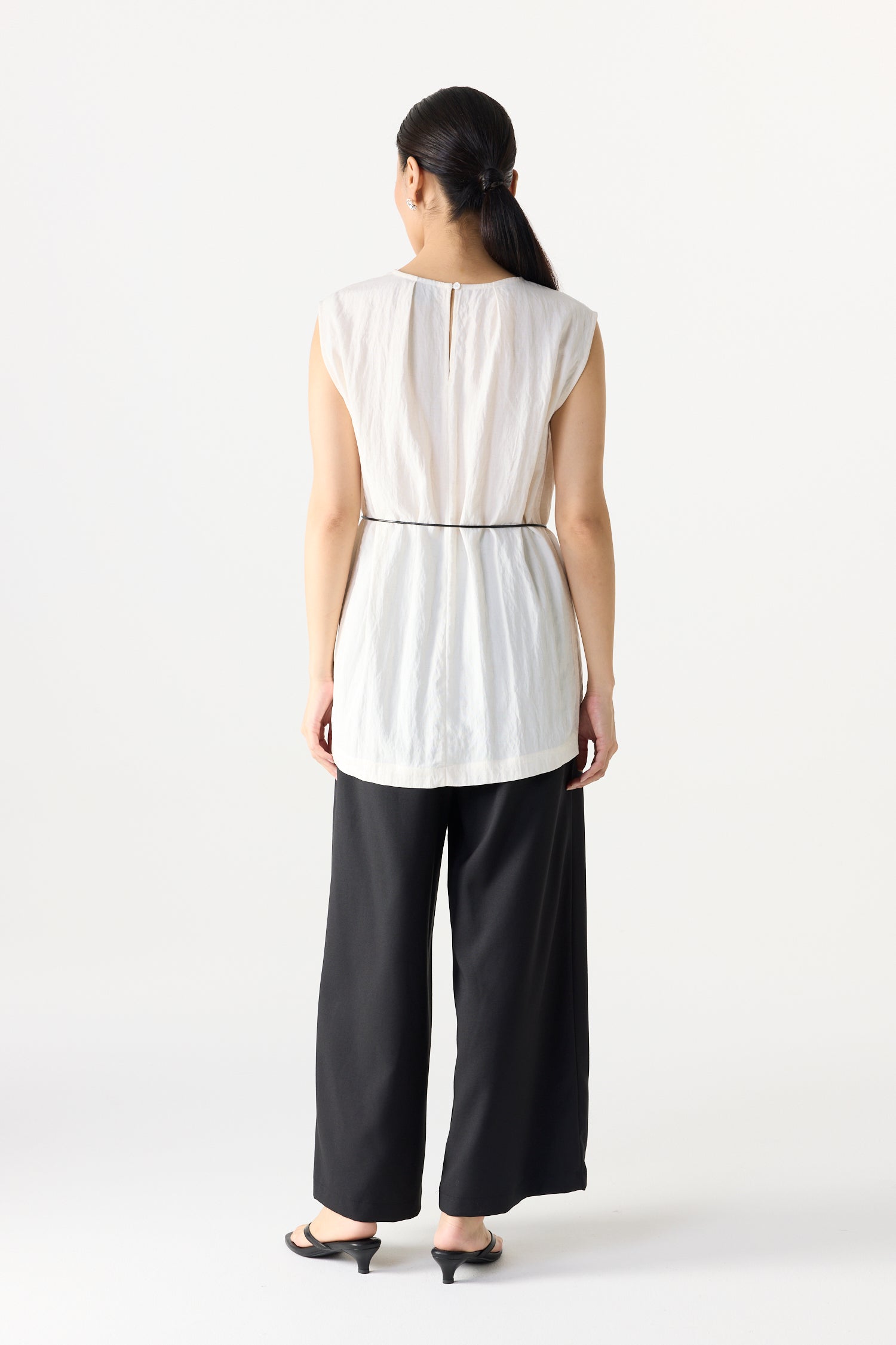 Self-Tie Cord Sleeveless Top