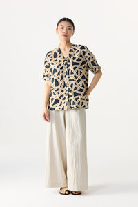 Printed V-Neck Blouse