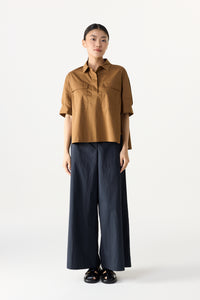 Half Placket Pocketed Blouse