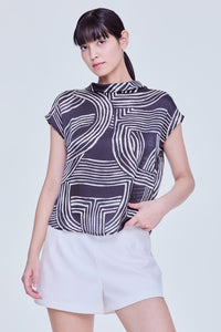 Printed Rolled Collar Blouse