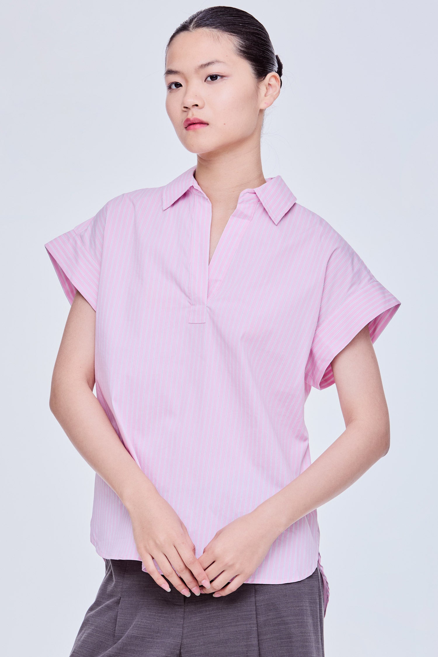 Collared V Neck Magyar Blouse