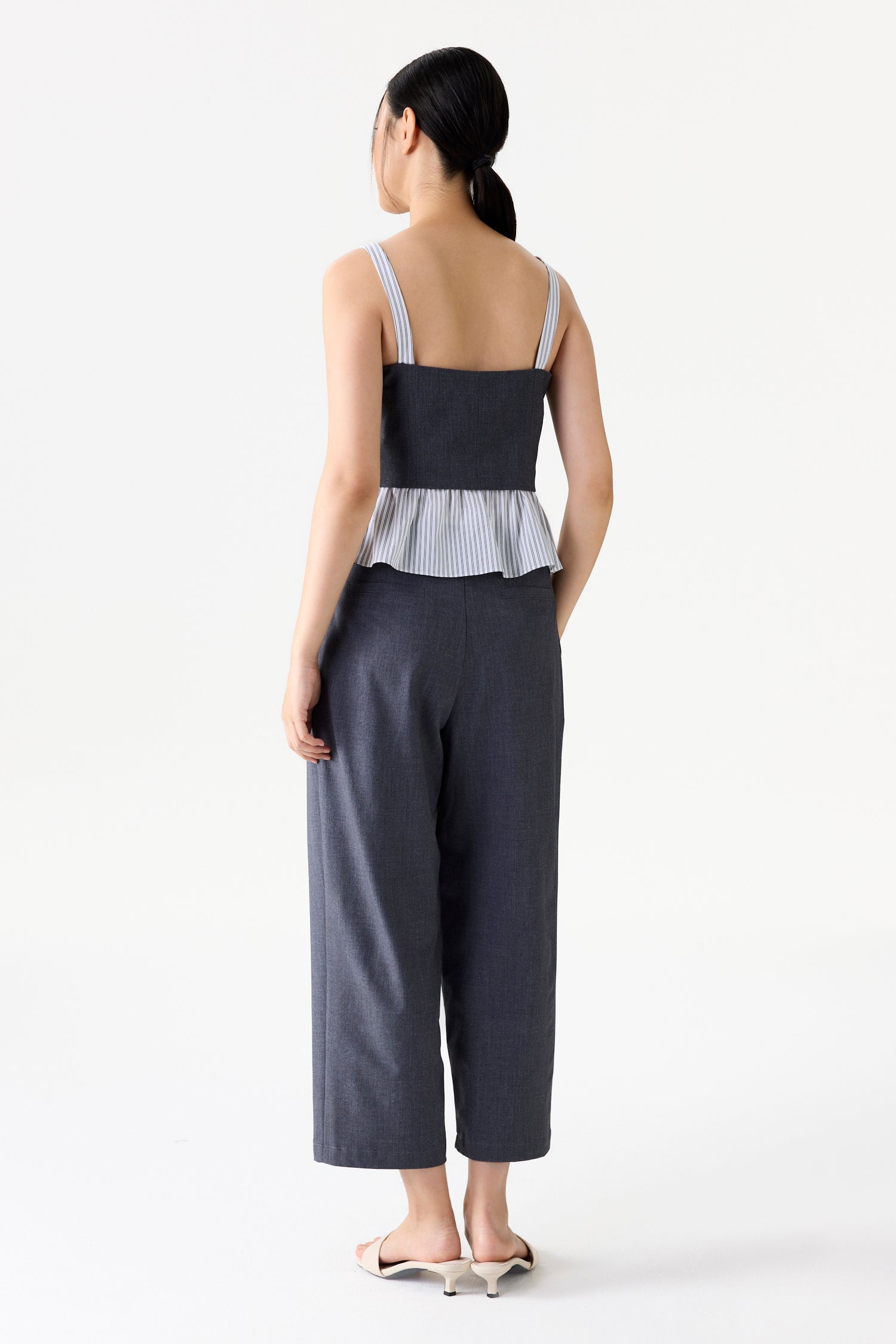Striped Peplum Bustier Top