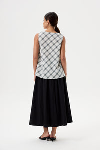 Checks Draped Cowl Sleeveless Top