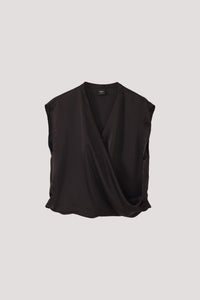 Crossover Draped Satin Top