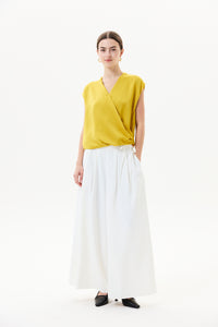 Crossover Draped Satin Top