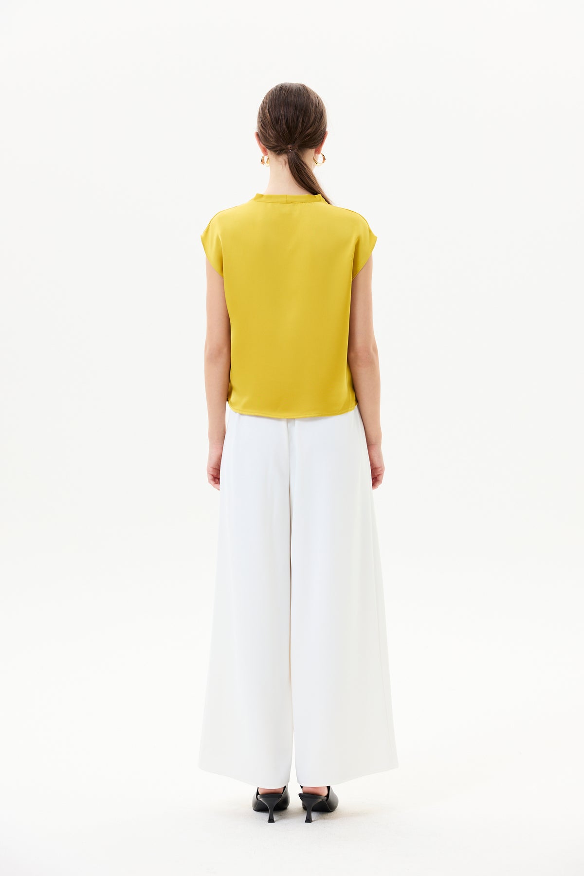 Crossover Draped Satin Top