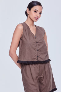 Fringe Trim Vest Top