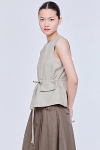 Gathered Waist Sleeveless Top