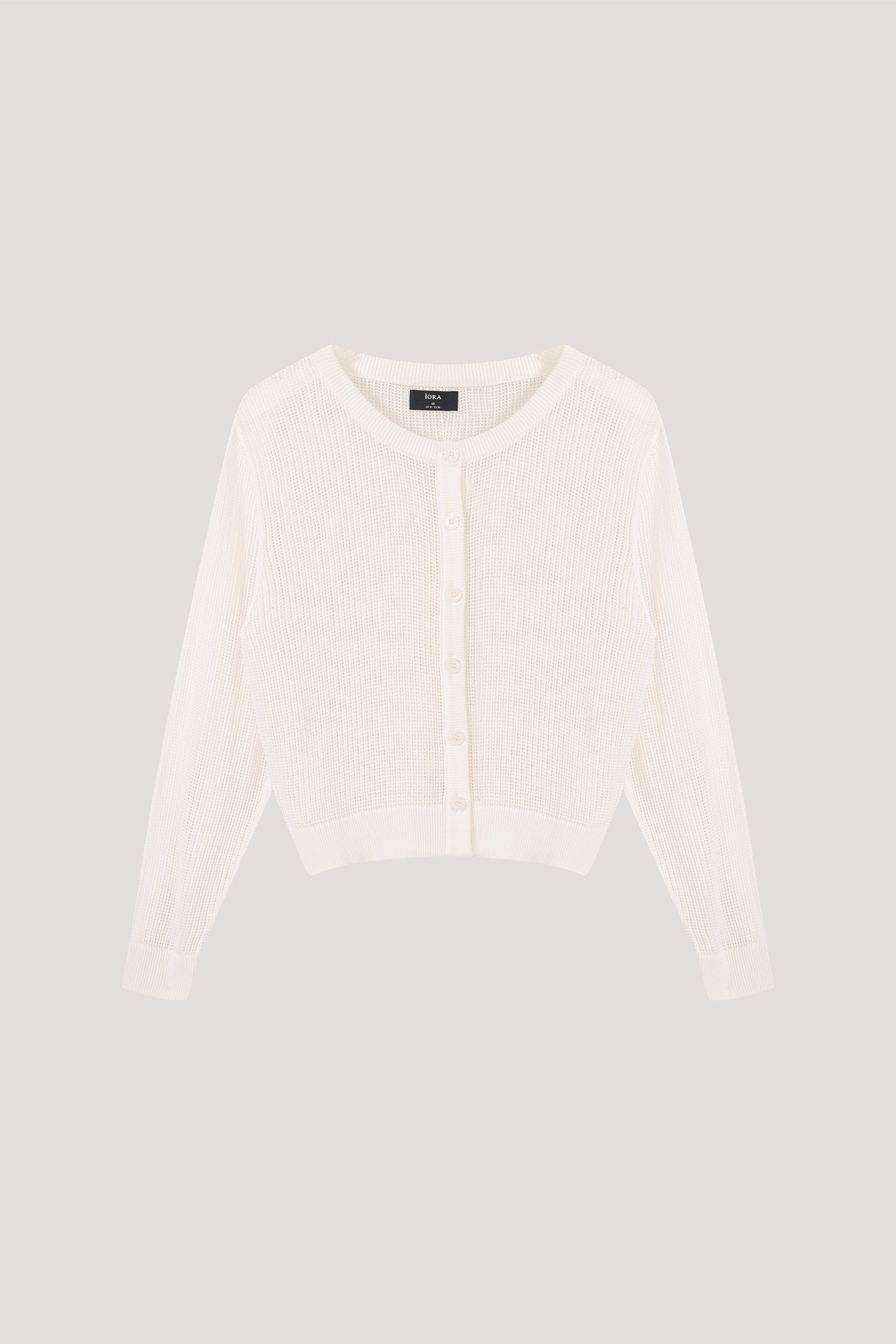Open-Stitch Button Down Cardigan