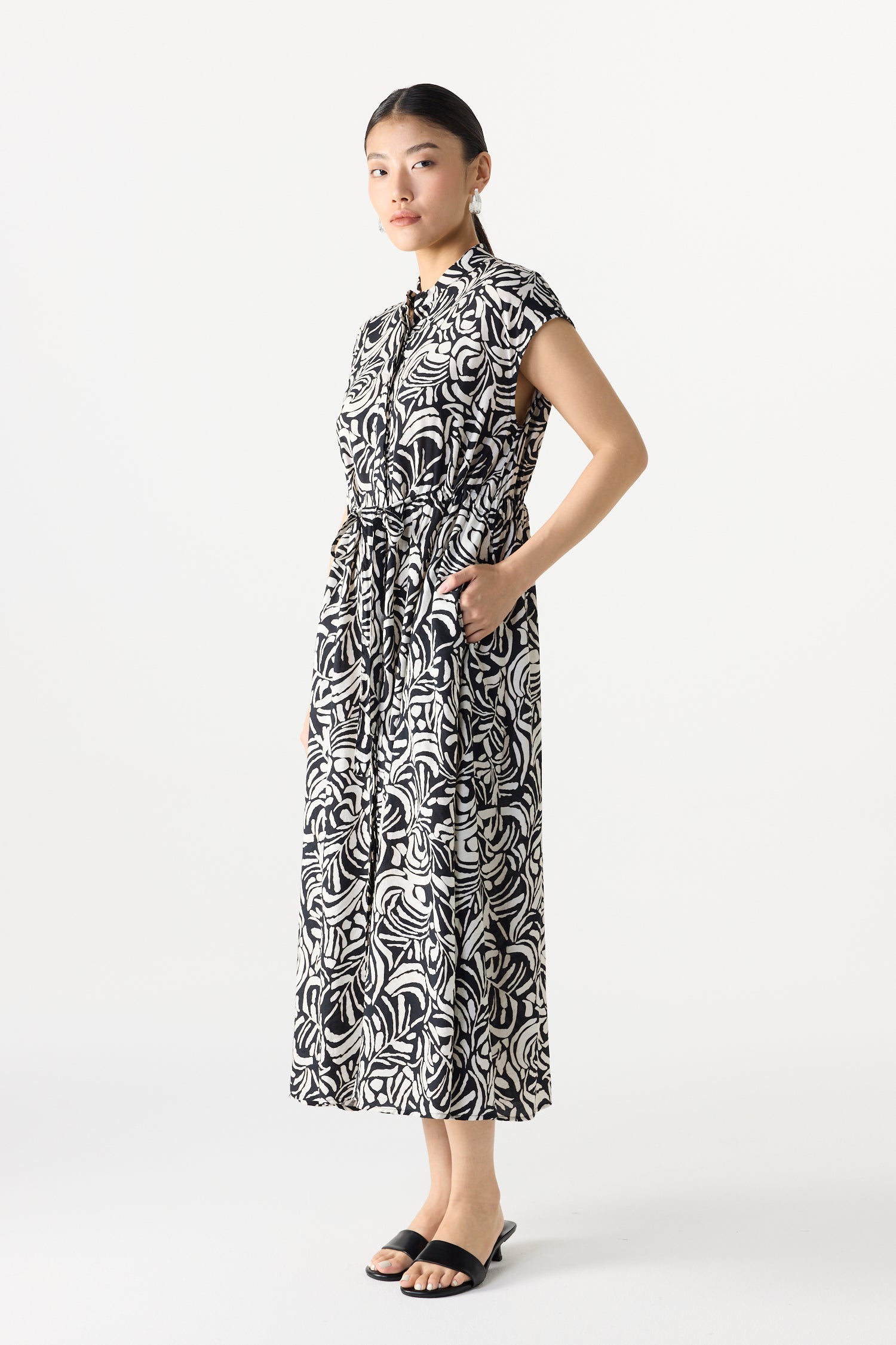Printed Collared Magyar Dress