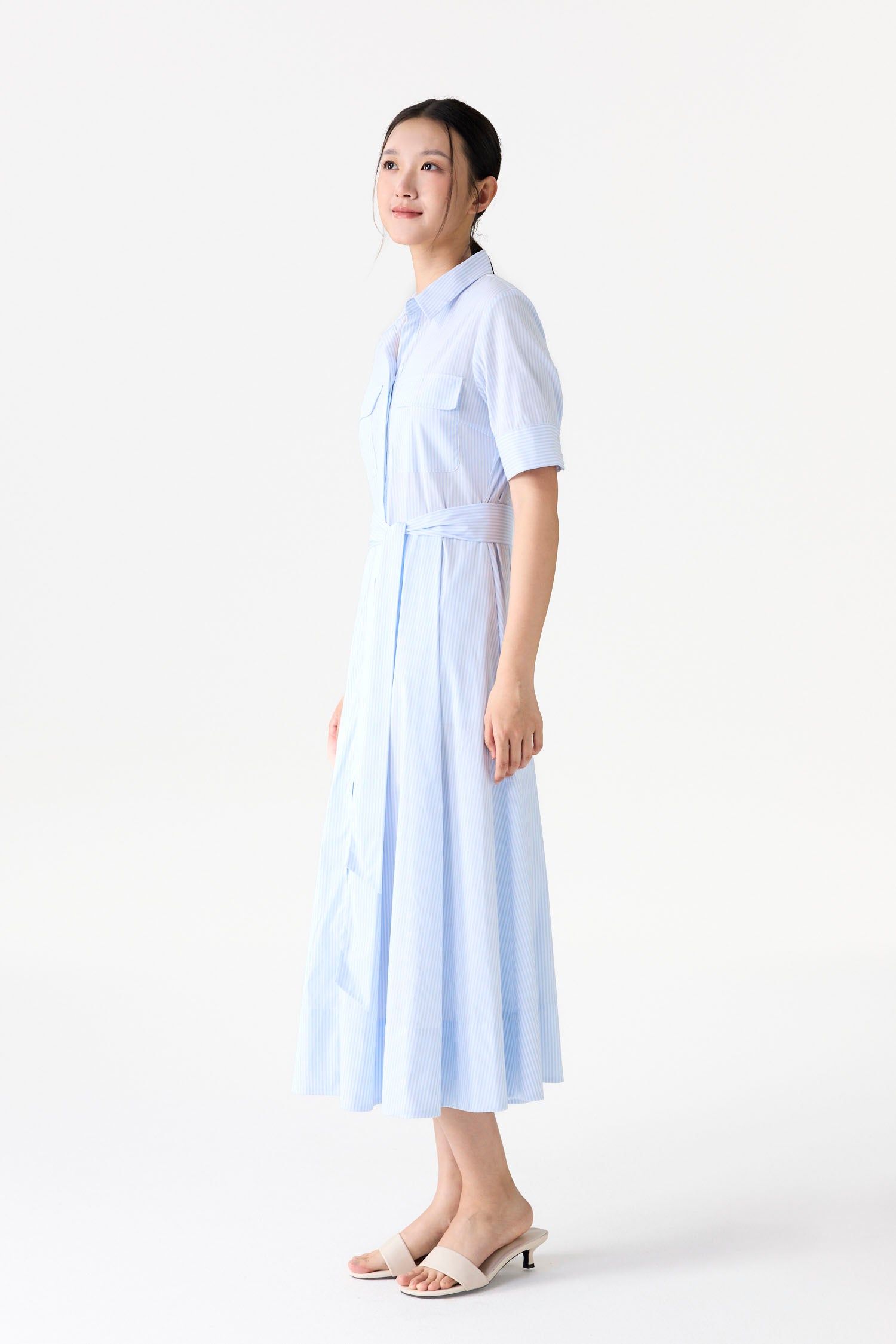 Utility Pleated Stripes Dress