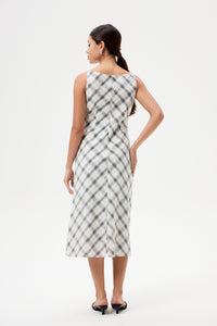 Checks Cowl Neck Dress