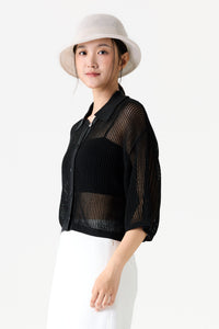 Open-Stitch Button Down Polo